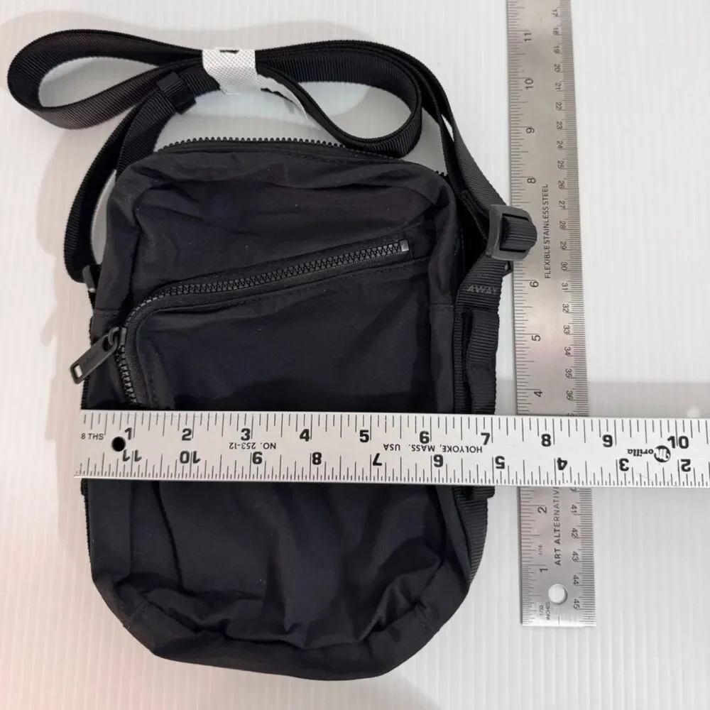 Away Black Nylon Travel Crossbody Bag Front Zip Adjustable Strap NWOT